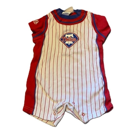 Philadelphia Phillies One Piece Bodysuit 18 mos Blue Red White MLB Majestic - Picture 1 of 4